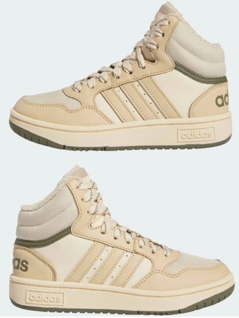EUC Adidas Hoops Mid 3.0 Shoes Sneaker Kids Size 6 Beige IF7738